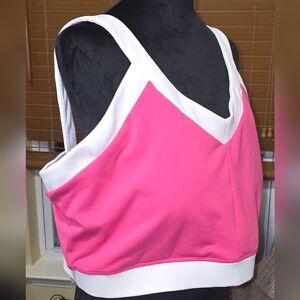 (D) 3X ISABELLA Pink and White Sports Bra